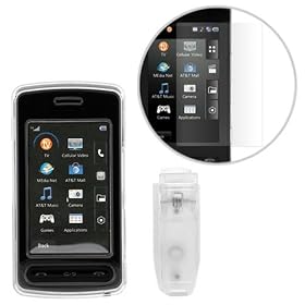 Transparent Clear Crystal Snap-on Cover Case with Clip + Clear Reusable LCD Screen Protector for AT&T LG Vu CU920 Cell Phone