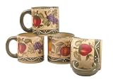 4PC COFFEE MUGS, TUSCANY GRAPE & FRUIT DECOR