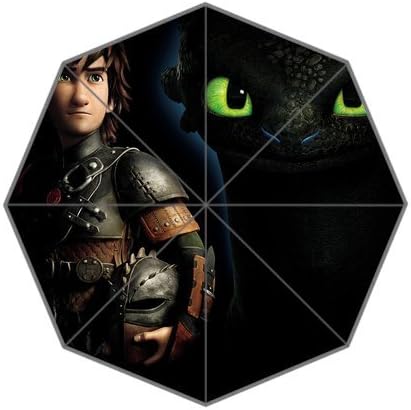 LaHuo Cartoon Cute Dragon Night Fury Custom Design Foldable Umbrella Rain Umbrella Wind Resistant Floding Travel Umbrella