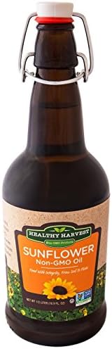 Healthy Harvest Non-GMO Sunflower Oil (1 Liter) - Healthy Cooking Oil for Cooking, Baking, Frying &amp; More - Naturally Processed to Retain Natural Antioxidants