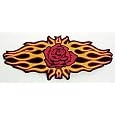 Flaming Rose Motorcycle Vest Back Patch Lady Biker