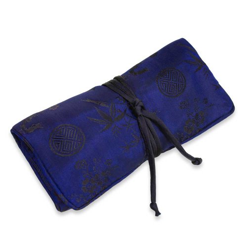 Jewelry Roll Clutch Large - Silk Jacquard (Cobalt Blue)