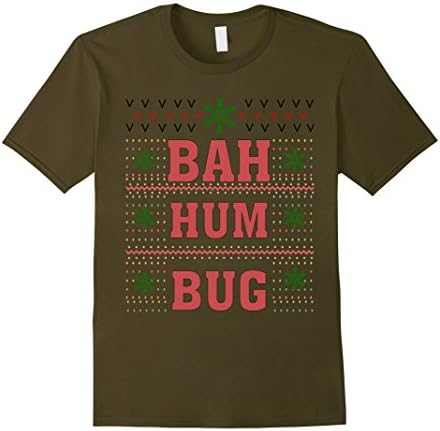 Men's Bah Hum Bug Funny Sarcastic Ugly Christmas TShirts. 2XL Olive