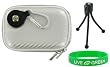 Hard Carrying Case (Candy Silver) and Tripod for Sony Cyber-shot DSC-T900 Digital Camera Black