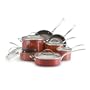 KitchenAid Reserved 12-Piece Nonstick Hard Base Cookware Set, Red