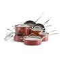 KitchenAid Reserved 12-Piece Nonstick Hard Base Cookware Set, Red