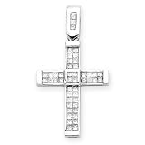 14K White Gold 1 ct. Diamond Cross Pendant with Chain