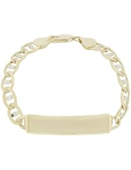 14k Yellow Gold, Mariner Pave Links ID Kids Children Bracelet 8mm Wide