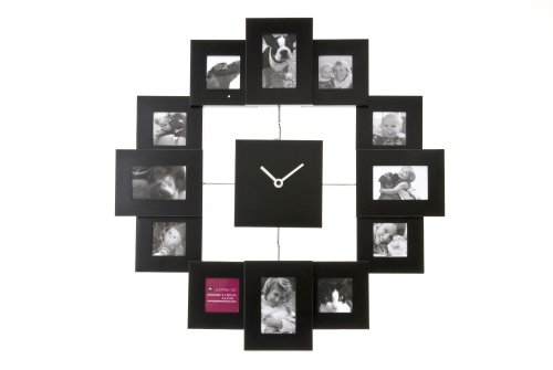 PT Photo Family Time Frame Clock, Black