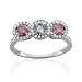 Platinum 3 Stone Pink and Blue Diamond Ring Band, Size 6 - TW: 1.50 carat