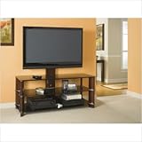 Segments 3-in-1 Flat Panel TV Stand in Rosebud Cherry / High Gloss Black