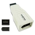 FireWire 400 to 800 Adapter by Akord - 6 pin (female) port to 9 pin (male) FW 800 Connector ** Ultra Compact ** - White