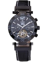 Fafada Mens Womens Mechanical Wrist Watch Black Dial Leather Band