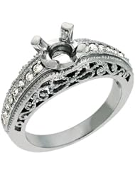 14K White Gold 0.22cttw Round Diamond Semi Mount Engagement Ring