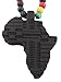 12 Pieces of Black Wooden Africa Pendant with Multi Colored 28 Inch Beaded Necklace Chain