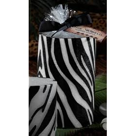 Pack of 4 Gardenia Scented Zebra Print Pillar Candles - 6"