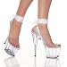 6 3/4 Inch Very Sexy High Heel Shoes With Ribbon Ankle Wrap Mid Platform Shoe White