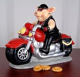 Biker Piggy Pig Hog on Harley Motorcycle Cookie Jar New