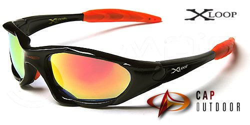 X-Loop Lunettes de Soleil - Sport - Cyclisme - Ski / Mod. 1002 Noir Orange / Taille Unique Adulte / Protection 100% UV400