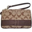 Coach Signature Stripe Wristlet Wallet Bag Case for IPOD Mahogany