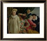 Harlequin, Pierrot and Scapin Framed Art Poster Print by Jean Antoine Watteau, 29x25