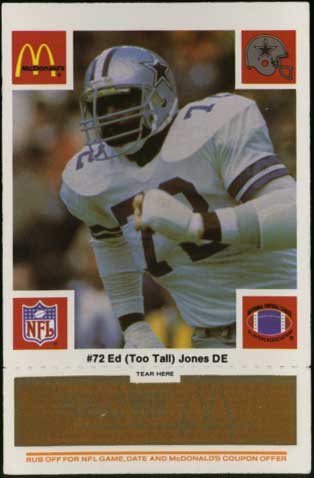 Ed (Too Tall) Jones "Dallas Cowboys" McDonald's NFL Play & Win 1986 Football Card at Amazon.com