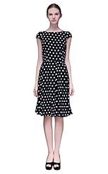 Viscose Vintage Polka Dot Print  Dress