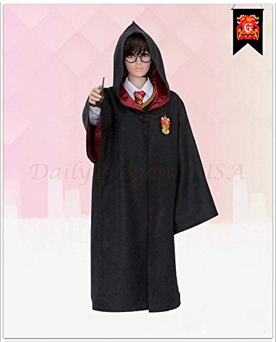 HP1 Adult Harry Potter Robe ALL 4 HOUSES XX2-XXL Halloween Costume USA (XL, Gryffindor Red)