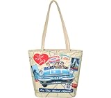 I Love Lucy Signature Product Women's I Love Lucy On the Road
Again! Tote Medium Handbag,Tan/Multi