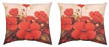 Red Poppies Indoor/Outdoor Weather Resistant Fabric Pillows (Set of two 20 inch)