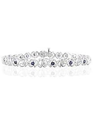 1.50 Carat TW Tanzanite and Diamond X Bracelet 10K White Gold