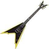 Dean Razorback V  25.5 Scale Black-Yellow With Case