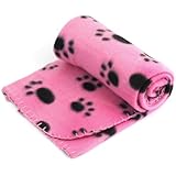Pet Dog Cat Puppy Kitten Soft Blanket Doggy Warm Bed Mat Paw Print Cushion (Pink)