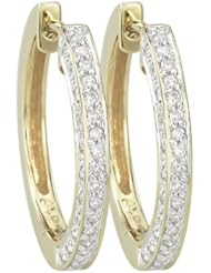 14K Yellow Gold 0.35ct Single Row Prong Simple Beginnings Diamond Hoop Earrings