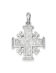 14k White Gold Jerusalem Cross Pendant. Metal Wt- 2.59g