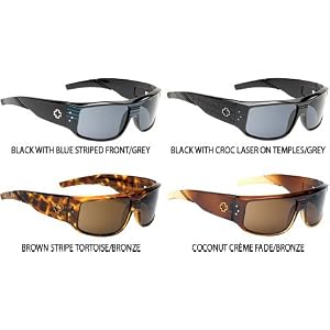 Spy Clash Sunglasses - Spy Optic Addict Series Racewear Eyewear - Color: Black with Blue Striped Front/Grey, Size: One Size Fits All