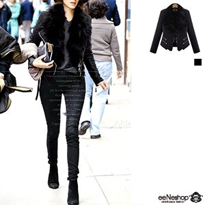 (イイネショップ) eeNeshop フォックス ファー ダブル ライダース ジャケット