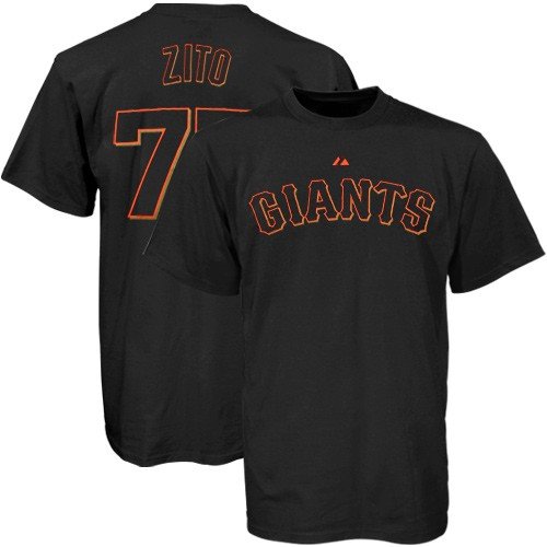 Majestic San Francisco Giants #75 Barry Zito Black Youth Players T-shirt (Small)