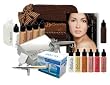 Deluxe Belloccio Cosmetic Airbrush Makeup and Tanning System with a Medium Shade Airbrush Makeup Foundation Set, Blush, Shimmer and Bronzer Set, Tanning Solution Variety 4 Pack