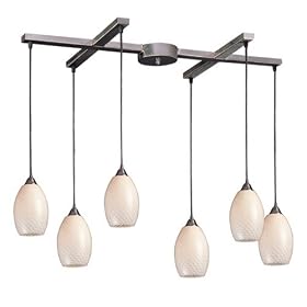 Mulinello - 6 Light Kitchen Island Pendant Track Lighting Fixture - Brushed Nickel - White... by Elk