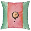 Decorative Handmade Silky Pink & Green Cushion Cover / Pillow Sham - Golden Sunflower Design