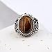 YAZILIND Vintage Antique Oval Cut Brown Tiger' Eye Retro Silver Plated Ring Women