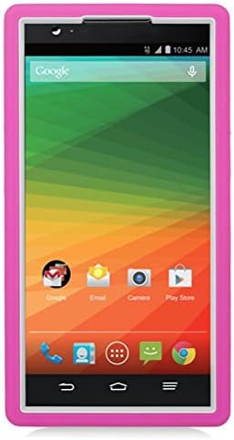 The Smart Choice (Tm) Zte Zmax / Z970 (T-mobile) Stand Case, Dual Layer Hybrid Defender Protection Case Heavy Duty Kickstand Case Stand Protector Cover Armor Stand Cover Hard GEL Protector Case (white/hot pink hybrid stand case)
