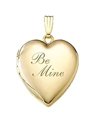 Solid 14K Yellow Gold "Be Mine" Locket 3/4 inch x 3/4 inch in Solid 14K Yellow Gold
