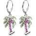 .925 Sterling Silver Pink Preciosa Crystal Palm Tree Earrings