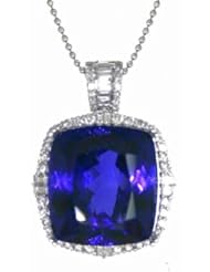 18K White Gold Tanzanite and Diamond Pendant -- LIFETIME WARRANTY