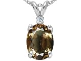 1.78 cts Genuine Smoky Quartz Pendant - 14kt White or Yellow Gold FREE GIFT BAG!