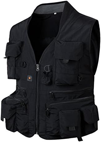 Men's 15 Pockets Mutifunctional Fishing Photography Vest Black US M