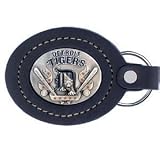 Detroit Tigers Large Leather/Pewter Key Ring - MLB Baseball Fan Shop Sports Team Merchandise