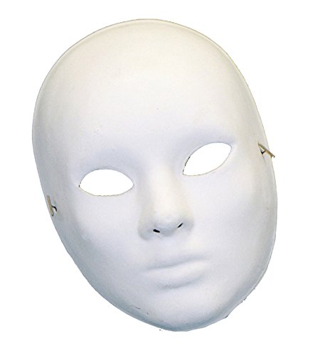 Blank Drama Mask Full Face Unpainted Paper Mache Mardi Gras Blank Face Mask 50508